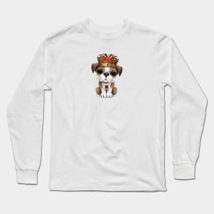 Cute Bulldog Puppy Wearing Crown Long Sleeve T-Shirt